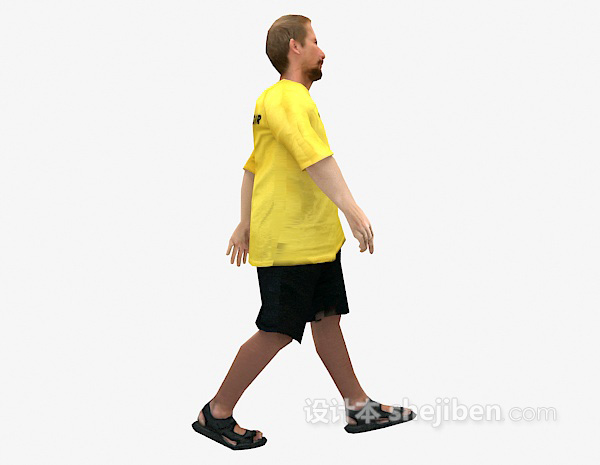 现代风格黄色衣服走姿max人物3d模型下载