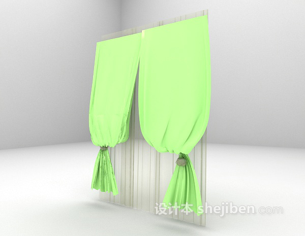 设计本绿色窗帘3d模型下载