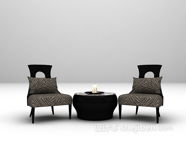 黑色桌椅3d模型下载
