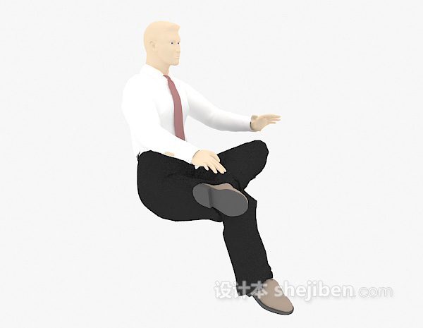 设计本坐着的男士3d模型下载
