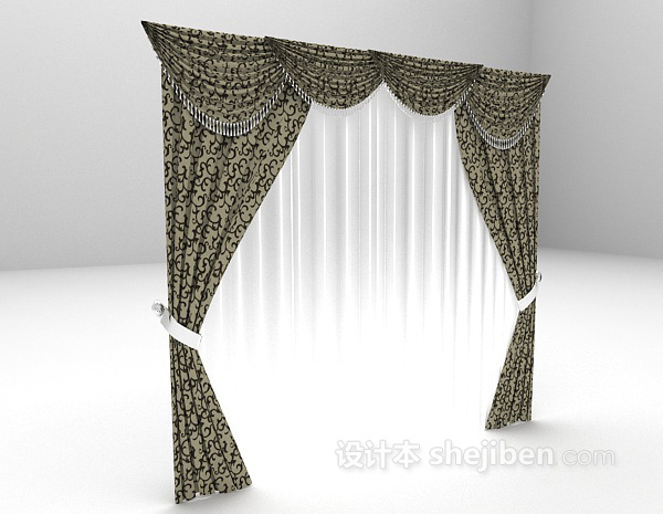 设计本高贵欧式窗帘3d模型下载