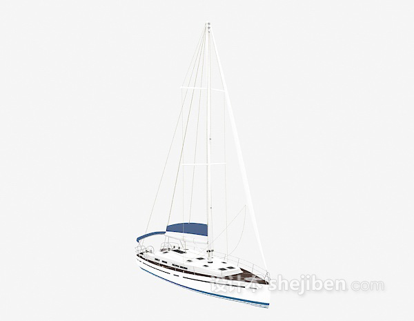 现代风格蓝白帆船3d模型下载