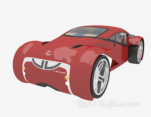 设计本红色炫酷跑车3d模型下载