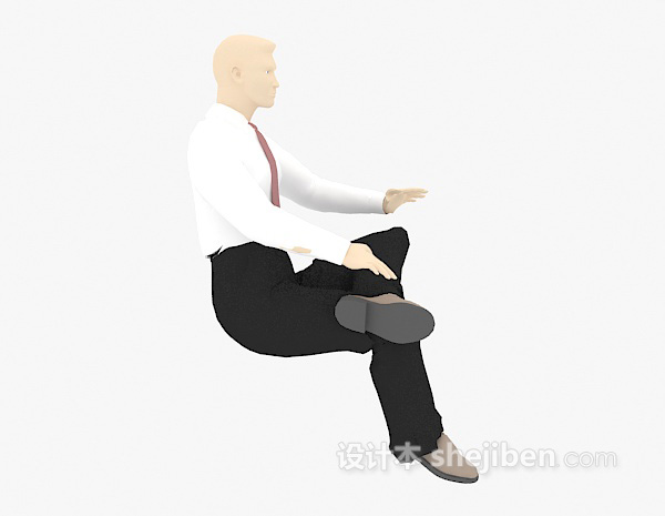 现代风格坐着的男士3d模型下载