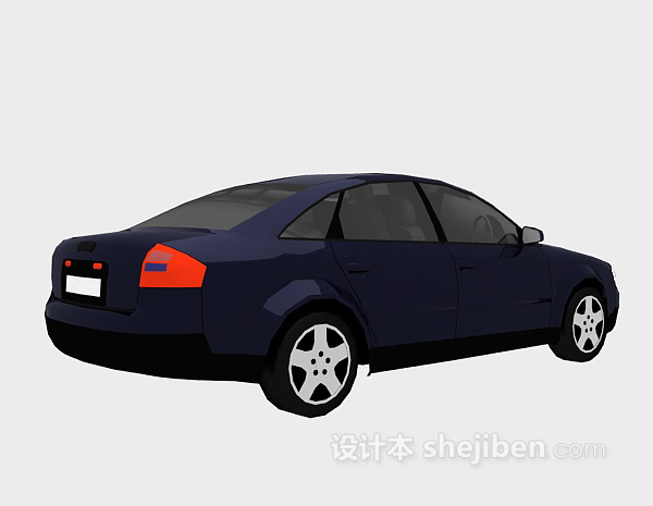 设计本深蓝色小车3d模型下载