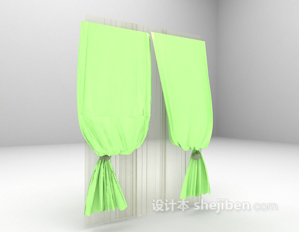 免费绿色窗帘3d模型下载