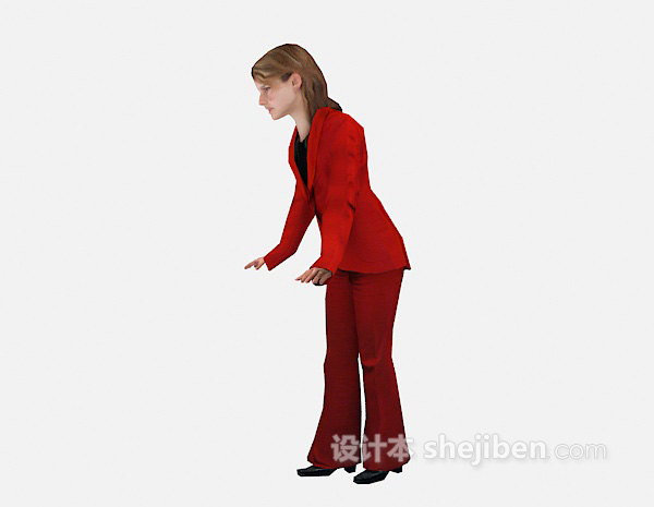 现代风格红衣女士3d模型下载