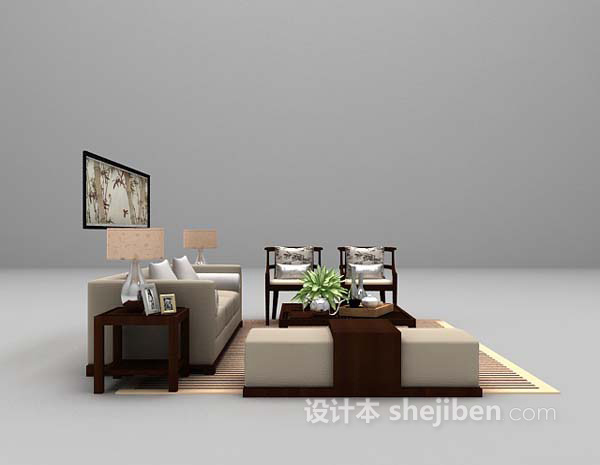 中式沙发大全3d模型下载