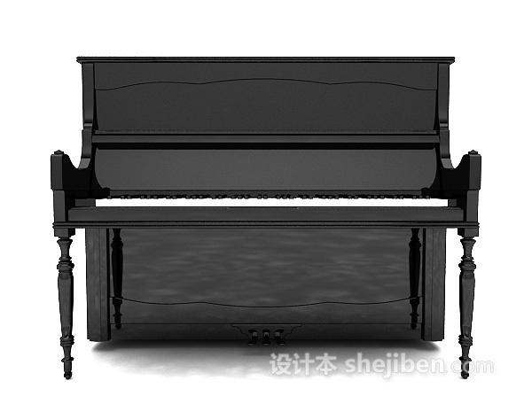 黑色钢琴3d模型下载