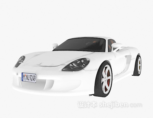 免费白色跑车3d模型下载