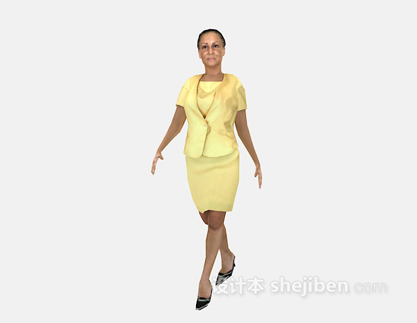 设计本黄衣女士3d模型下载