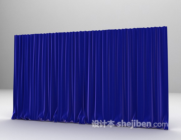 免费蓝色窗帘3d模型下载