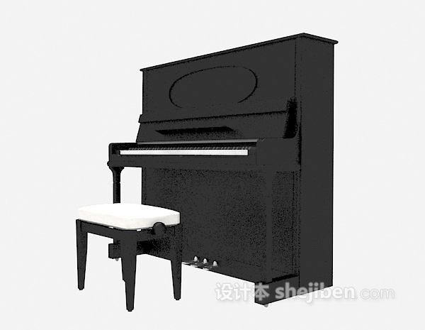 现代风格黑色竖式钢琴3d模型下载