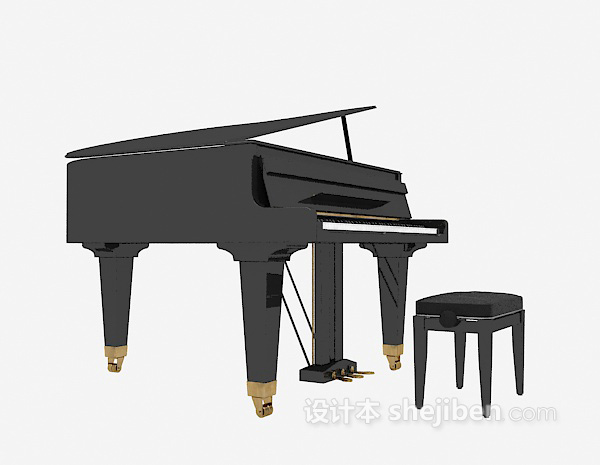 免费黑色三角钢琴免费3d模型下载