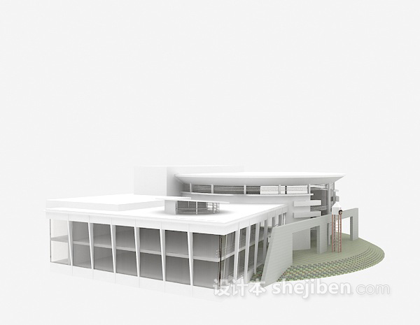 现代风格白色现代别墅3d模型下载