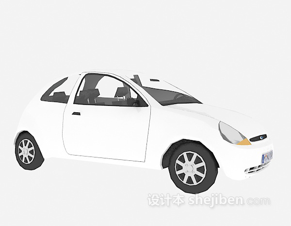 现代风格白色小车辆3d模型下载