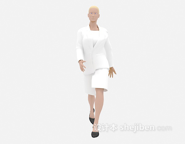免费白衣女士3d模型下载