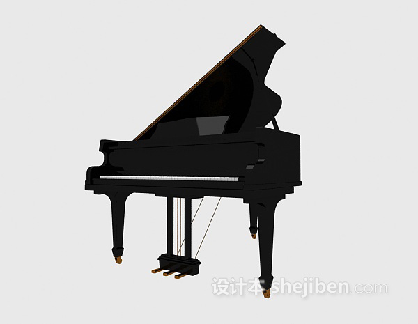 设计本黑色钢琴3d模型下载