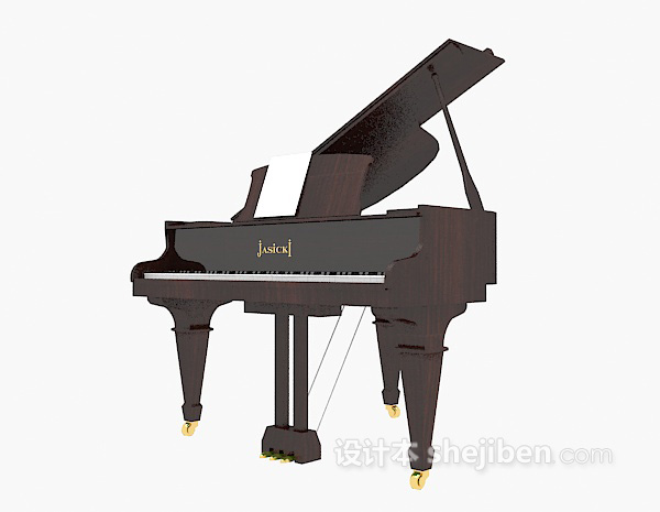 免费木色三角钢琴3d模型下载