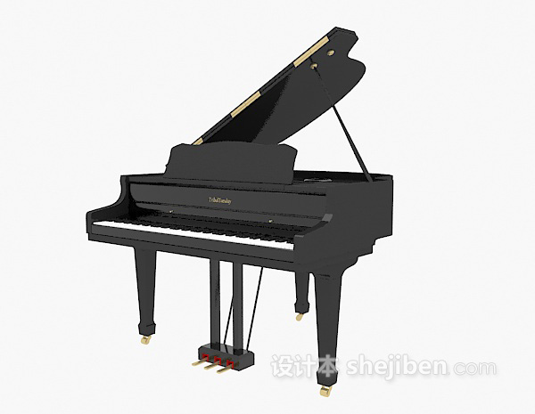 黑色三角钢琴3d模型下载