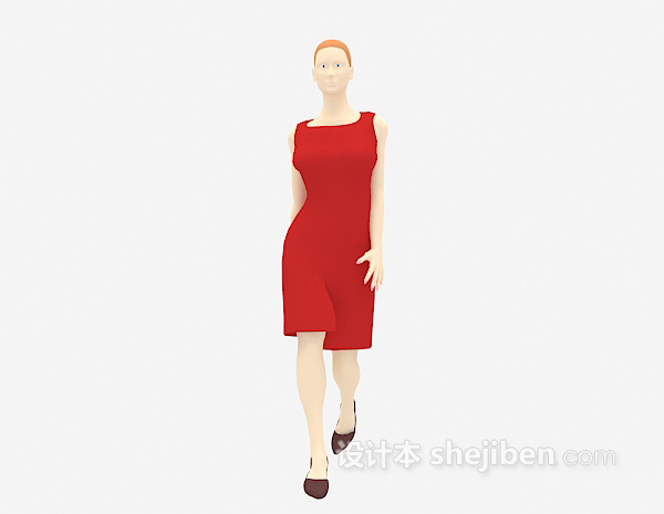 免费红裙女士3d模型下载