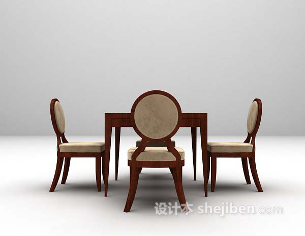 免费棕色桌椅欣赏3d模型下载