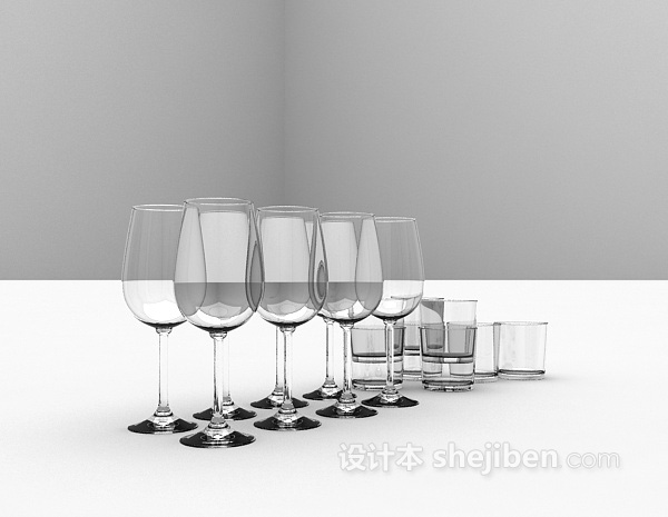 免费玻璃酒杯3d模型下载
