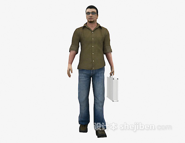 现代风格行走中的男士3d模型下载