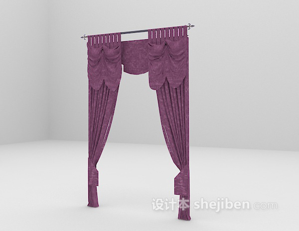 紫色个性窗帘3d模型下载