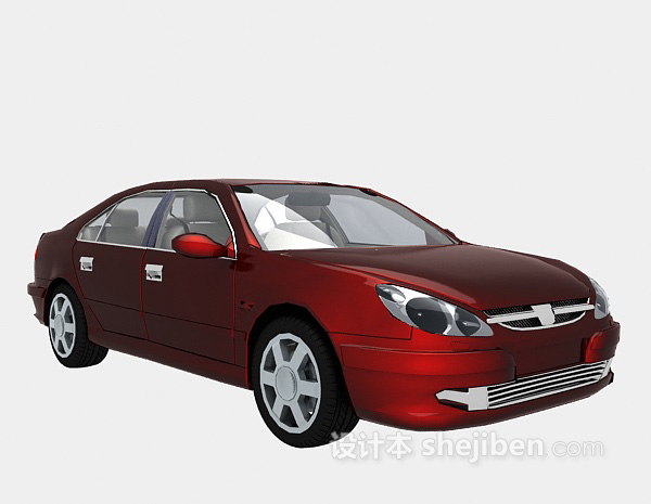 设计本红色小轿车3d模型下载