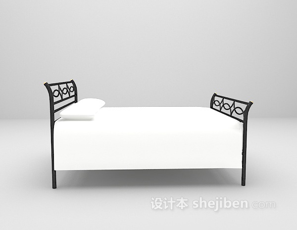 现代风格简易铁床max床3d模型下载