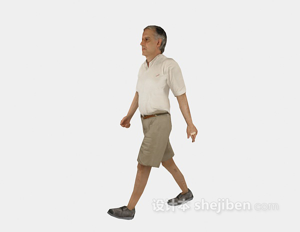 设计本老人走姿人物3d模型下载
