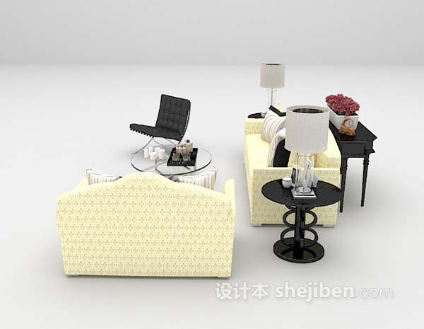 现代风格浅色沙发3d模型下载