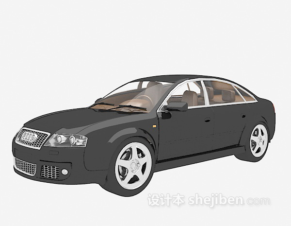 现代风格黑色轿车3d模型下载