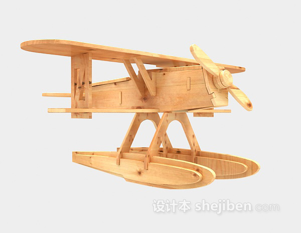 免费木质飞机玩具3d模型下载