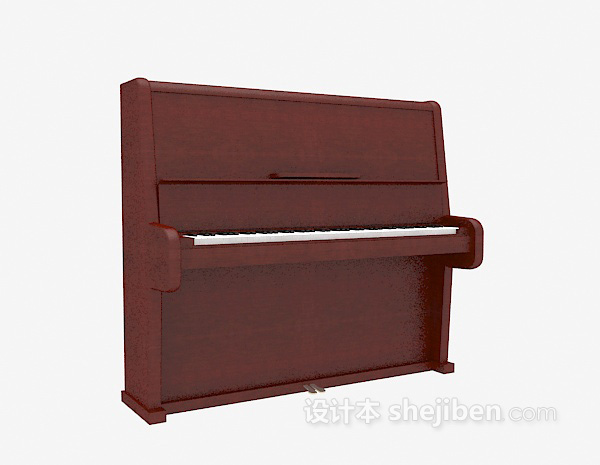 免费红色竖式钢琴3d模型下载