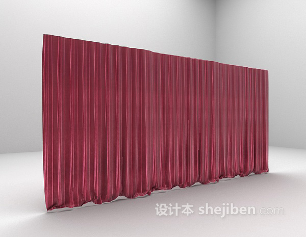 设计本枚红色个性窗帘3d模型下载