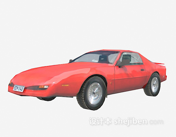 设计本红色跑车车3d模型下载
