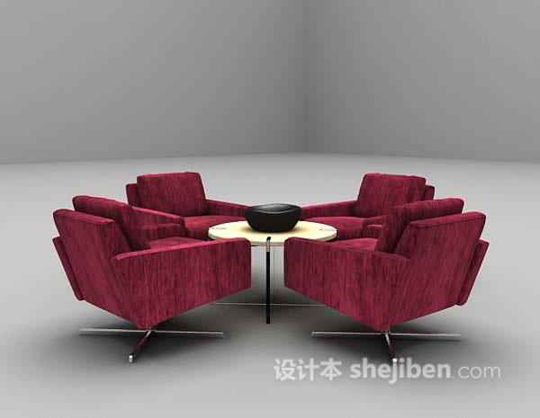 免费红色桌椅3d模型下载