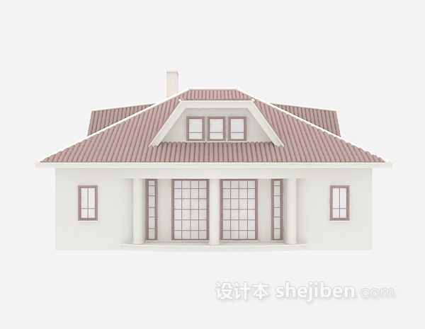 设计本紫色别墅3d模型下载