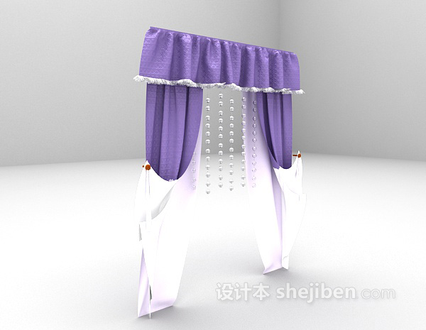 设计本欧式紫色窗帘3d模型下载