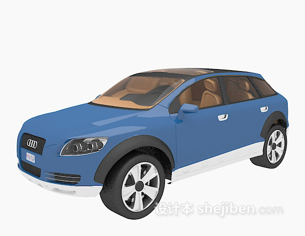 免费蓝色小车的3d模型下载