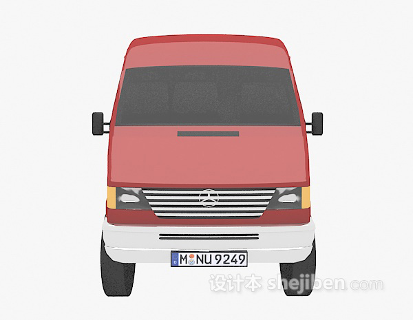 现代风格红色面包车的3d模型下载