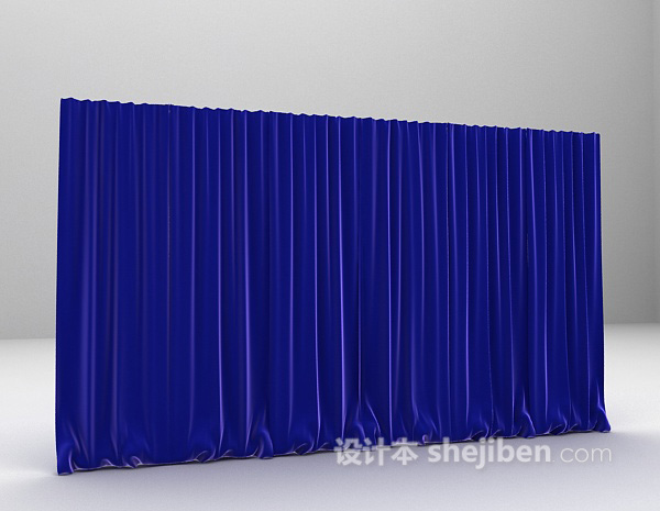 蓝色窗帘3d模型下载