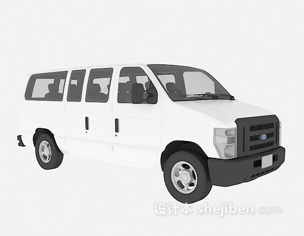 现代风格白色客车3d模型下载
