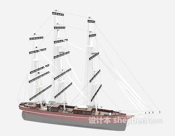设计本大的帆船3d模型下载