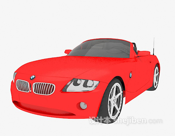免费红色炫酷跑车3d模型下载