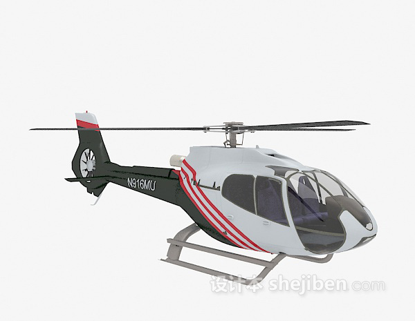 免费黑色直升机3d模型下载