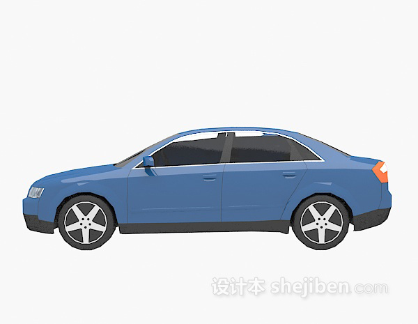 现代风格蓝色车的车3d模型下载