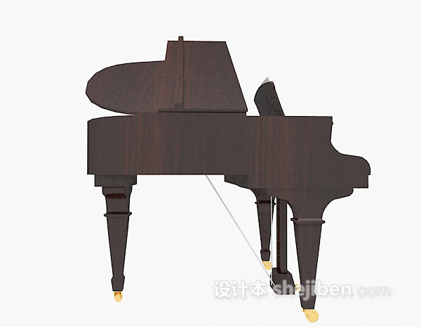 现代风格木色三角钢琴3d模型下载